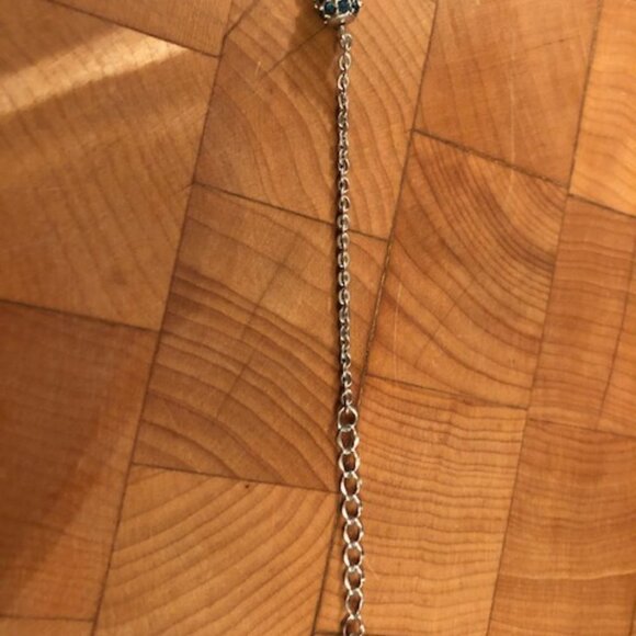 NOLAN MILLER Vintage Blue Crystal Silver Chain Necklace - Picture 15 of 16